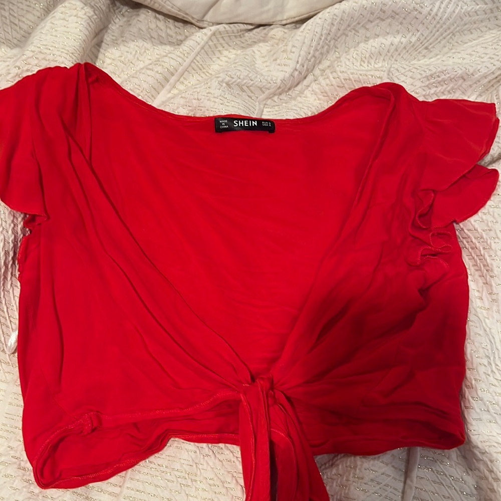 Women’s Size Small Red Tie in Front Top by SHEIN